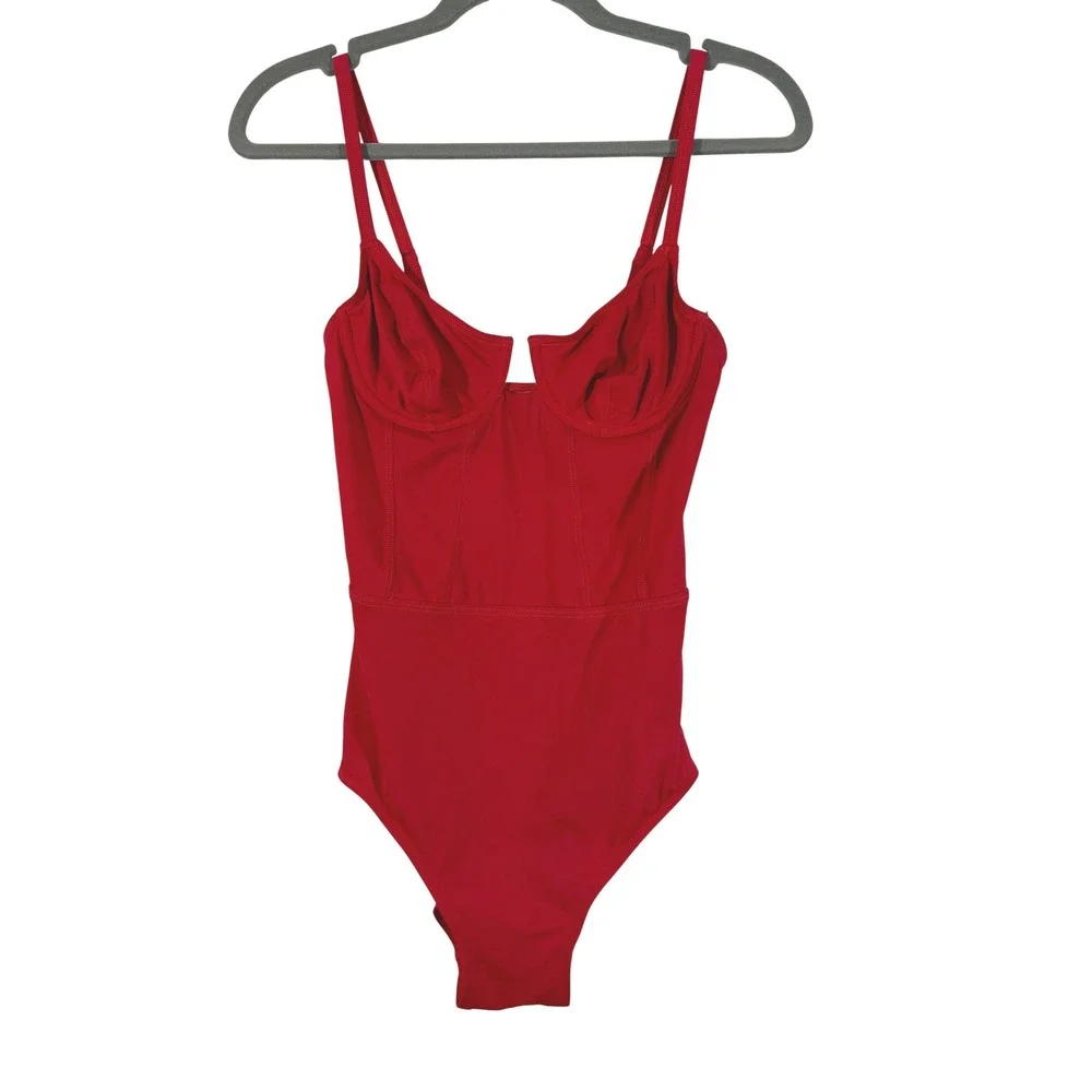 Solid & Striped RE/DONE The Veronica Underwire One Piece Swimsuit Ruby Red XS
